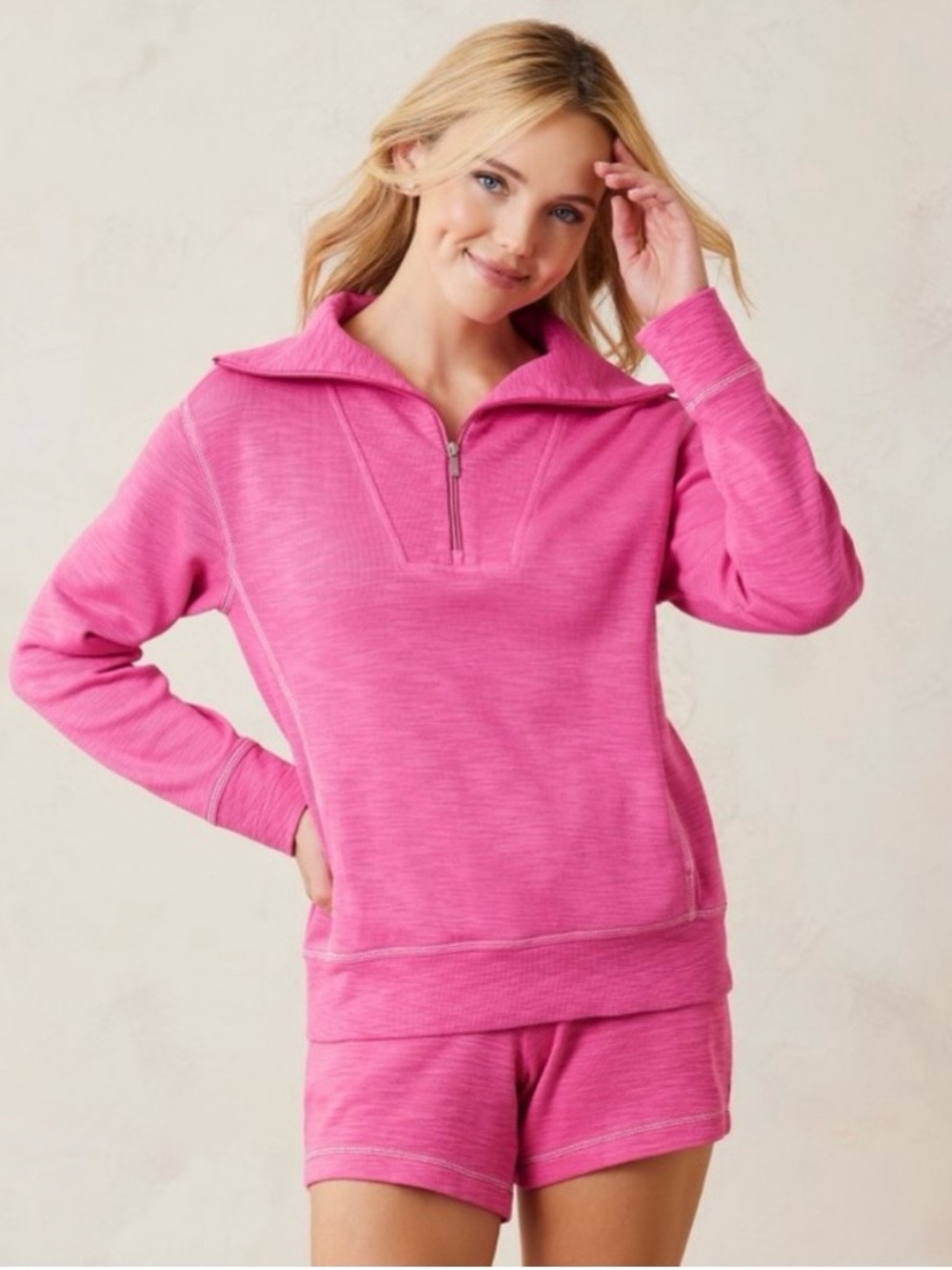 Tommy Bahama Pink Half-Zip Pullover